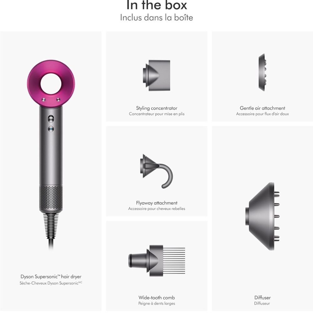 Dyson Supersonic Hair Dryer with Attachments & Counter Stand (new without box)